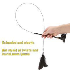 Handfree Bird/Feather Cat Wand with Bell Powerful Suction Cup